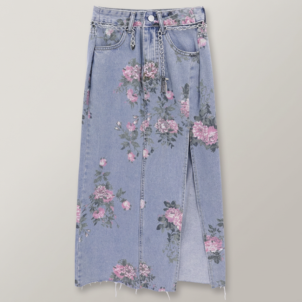 Falda vaquera floral