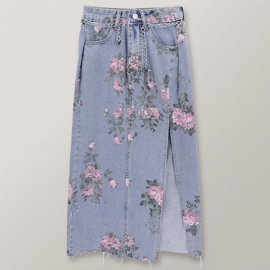 Falda vaquera floral