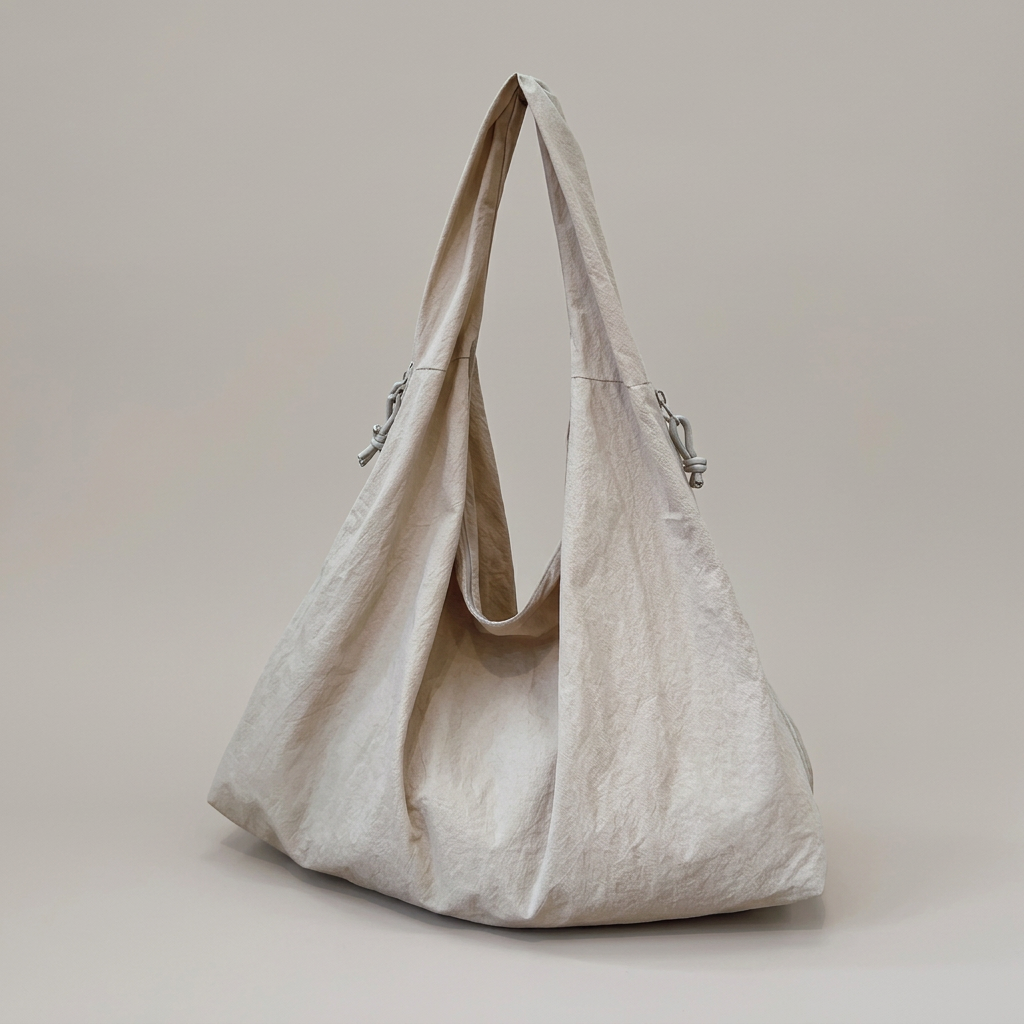 Bolso tote claro con fondo gris cálido