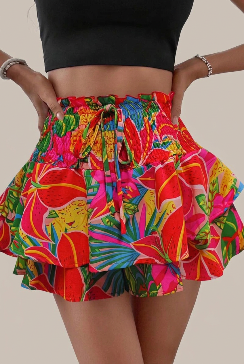 Falda pantalón floral mujer