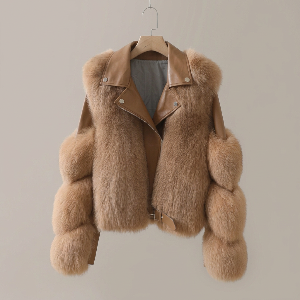 Chaqueta de cuero y pelo de lujo