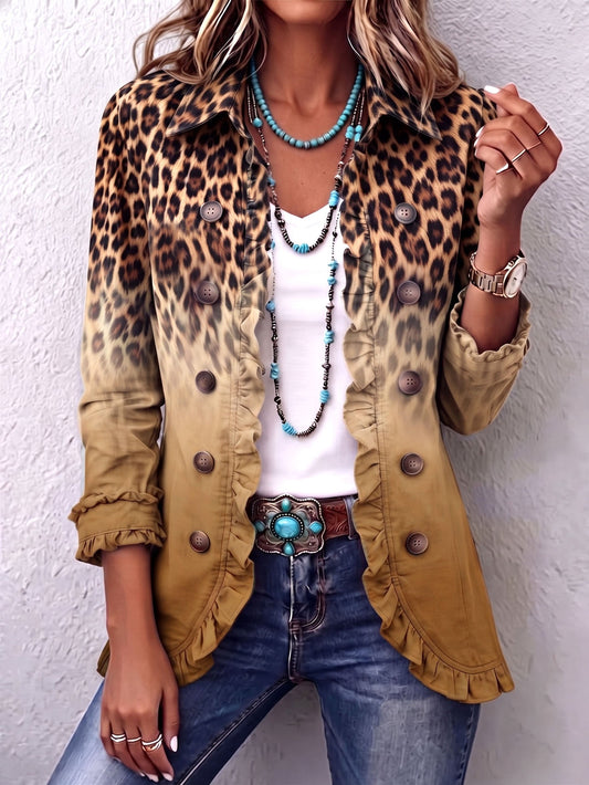 PAOLA | CHAQUETA LEOPARDO DEGRADADO CON VOLANTES