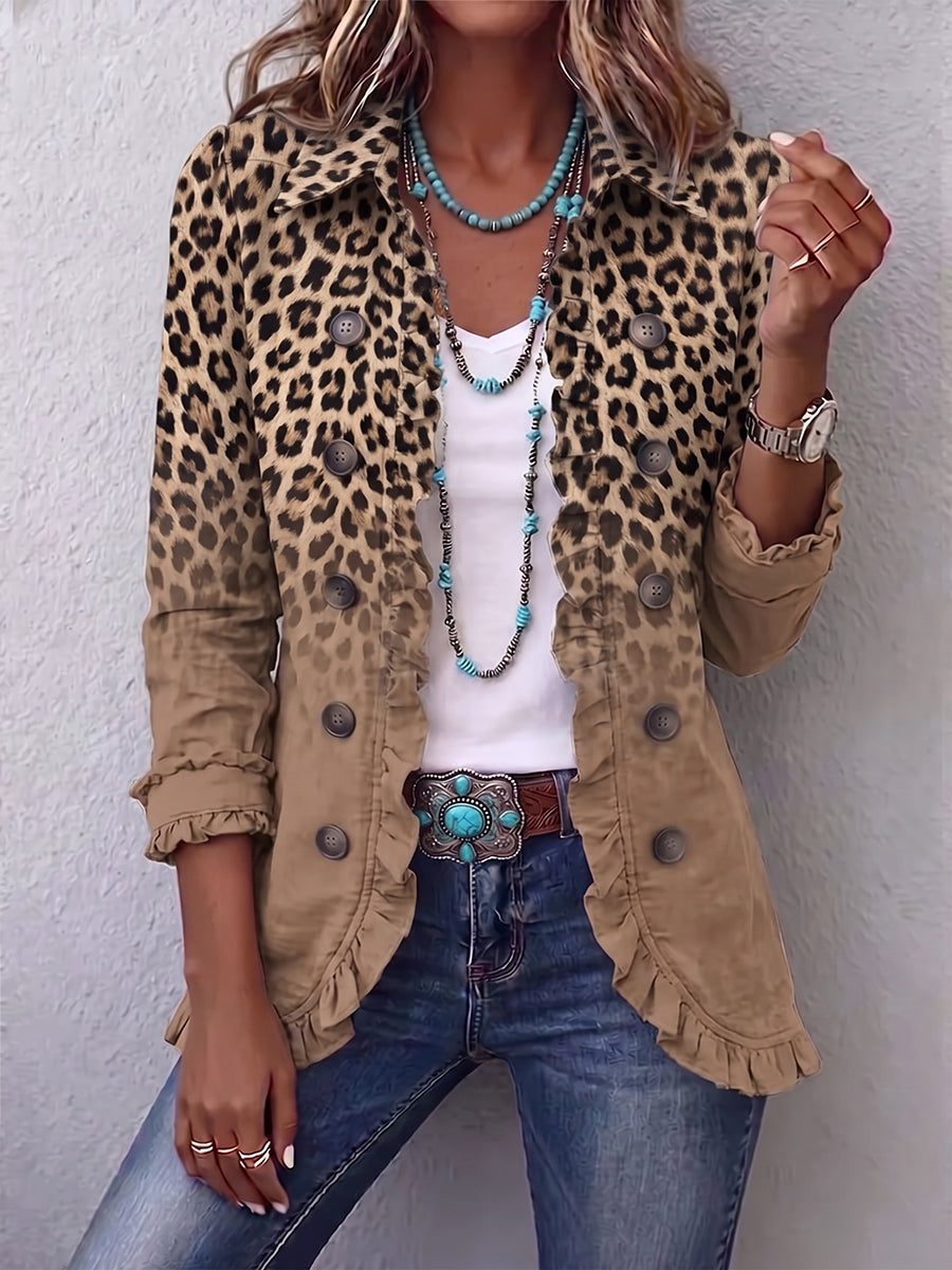 DONATELLA | CHAQUETA LEOPARDO VINTAGE DEGRADADO CON VOLANTES