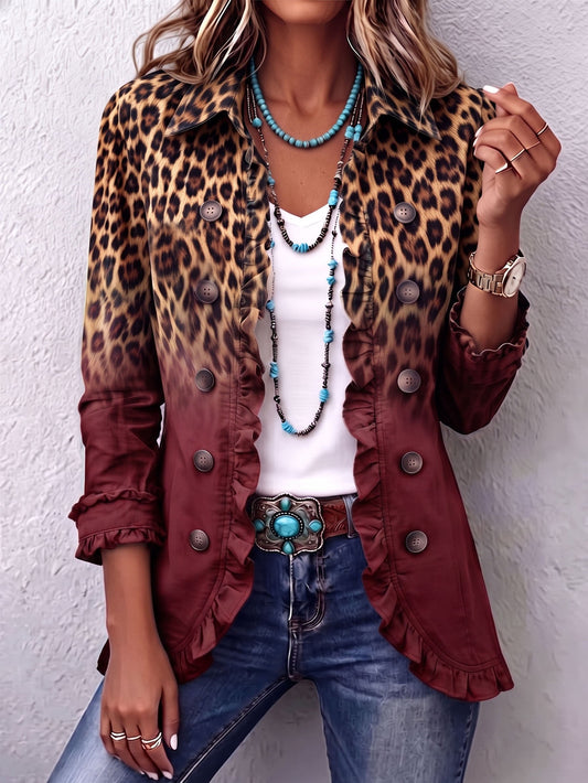 LIVIA | CHAQUETA LEOPARDO DEGRADADO CON VOLANTES